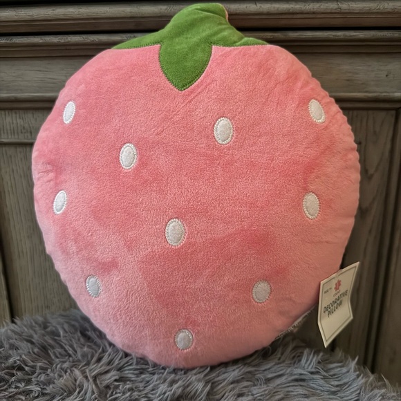 Decorative Pillow Other - Charming Pink Strawberry Accent Pillow
